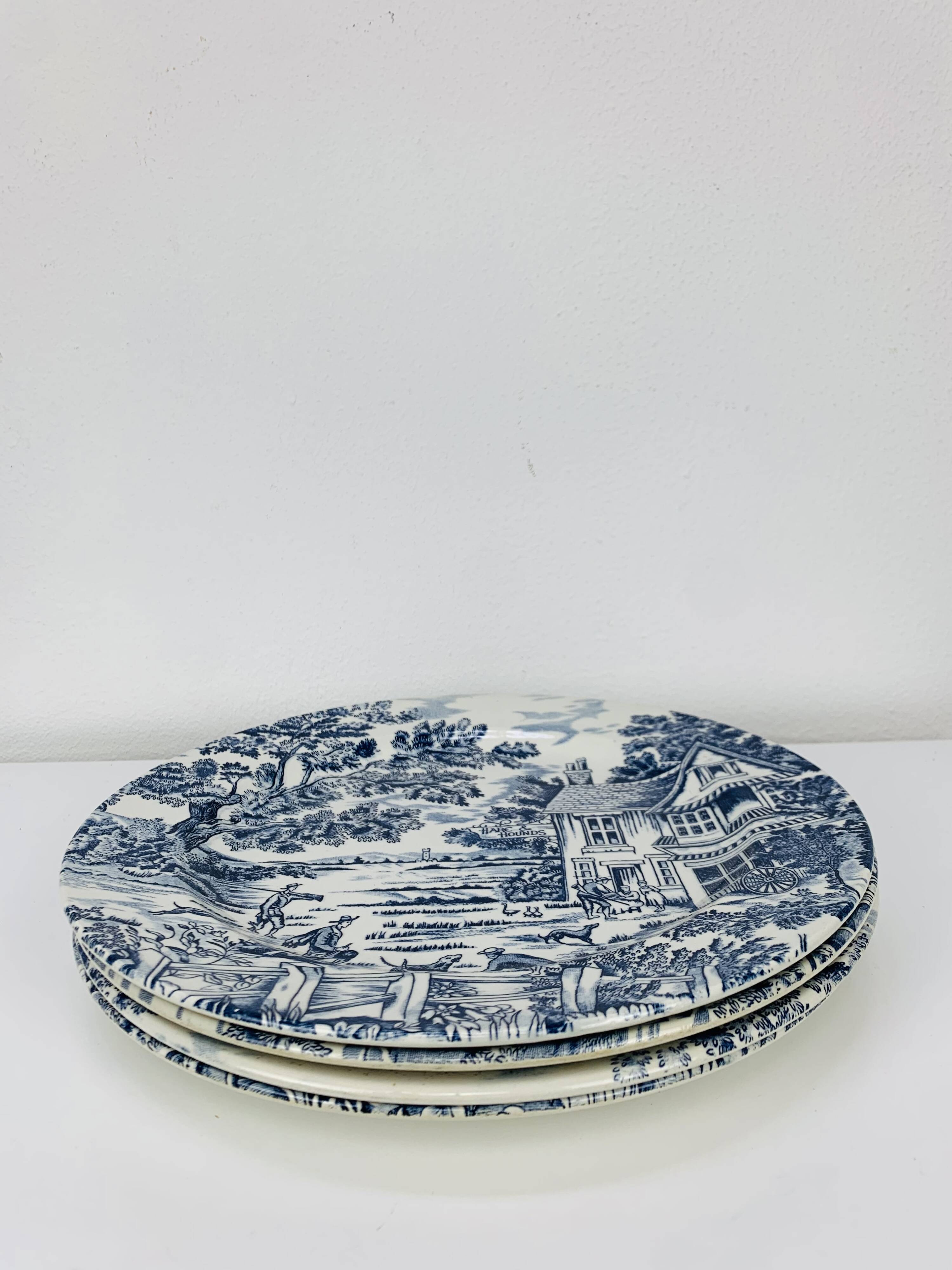 4 English ironstone dinner plates