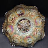 Prachtige schaal in iriserend glas met decor van dragon en lotus fenton