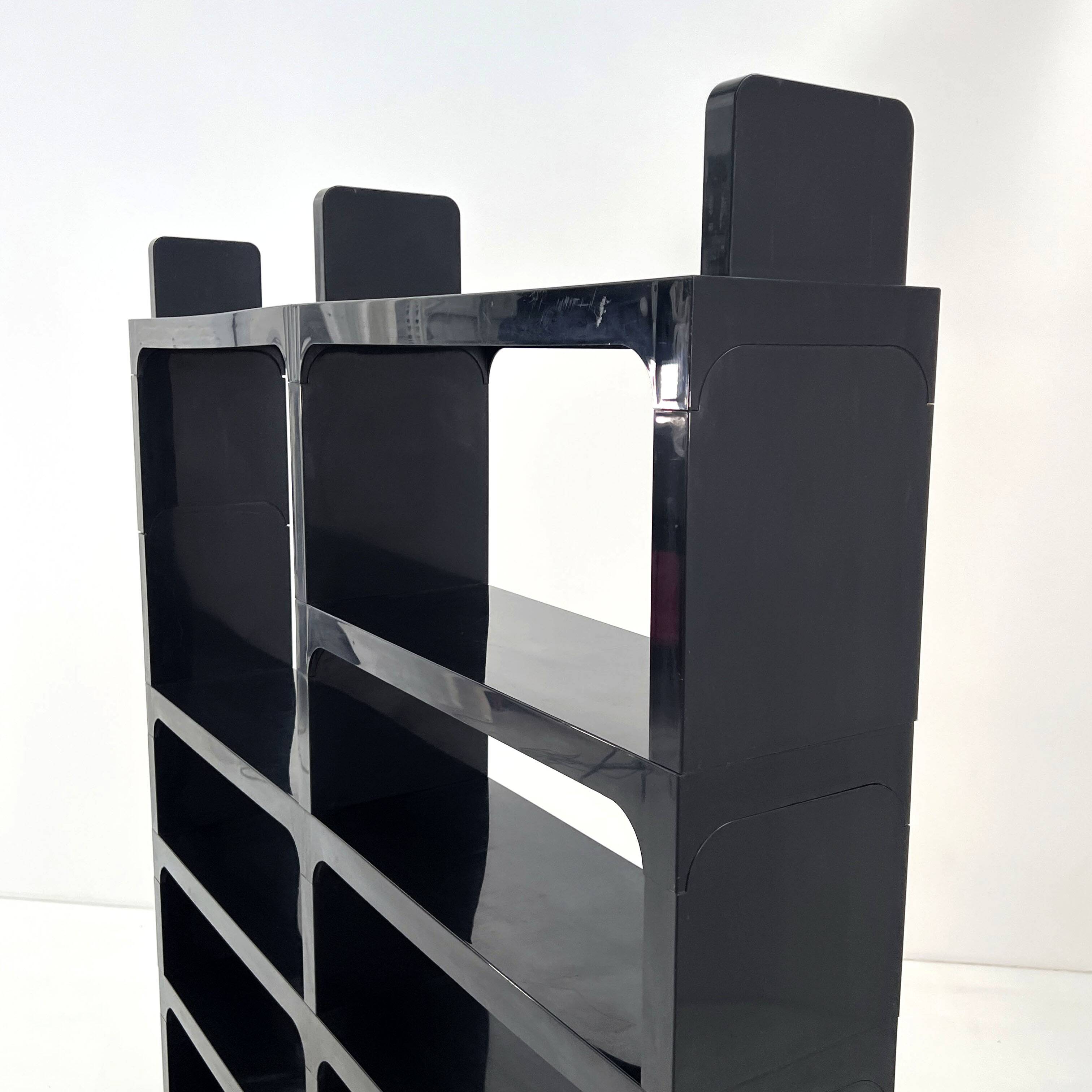 Modular black shelf by Olaf Von Bohr for Kartell, 1970