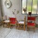 Set of 4 80s colored pine chairs