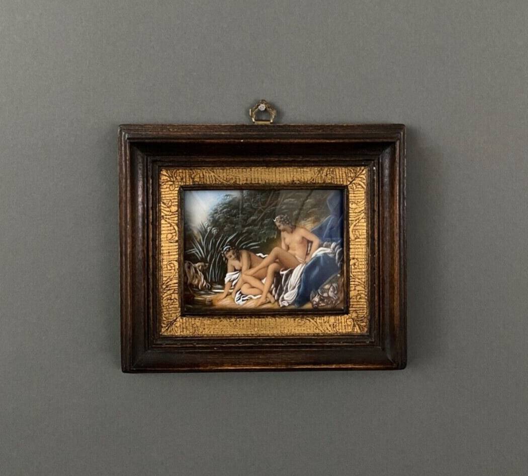 Hand-painted miniature Diane emerging from the bath after Boucher