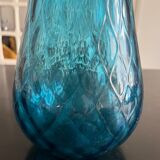 Vase en verre bleu 1960