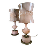Pink alabaster lamps from the 60s (X2)