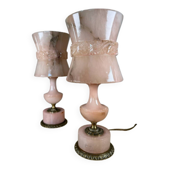 Pink alabaster lamps from the 60s (X2)