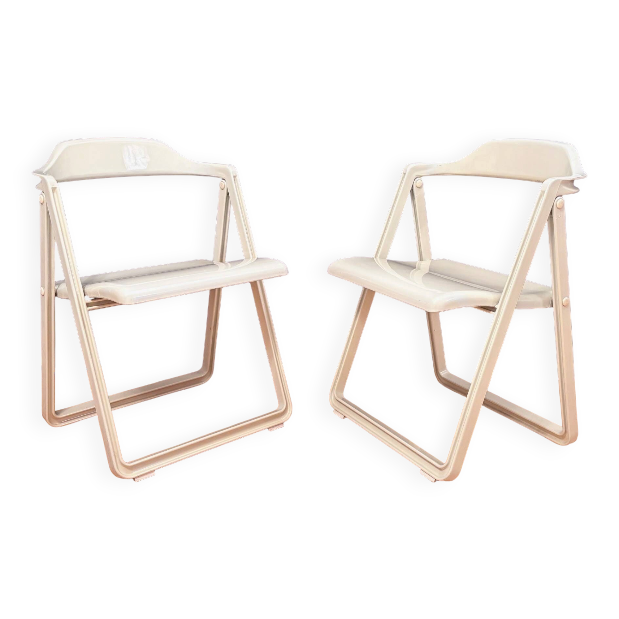Pair of Borbona Folding Chairs by Carlo Hauner, Fiarm, Italy, 1970s