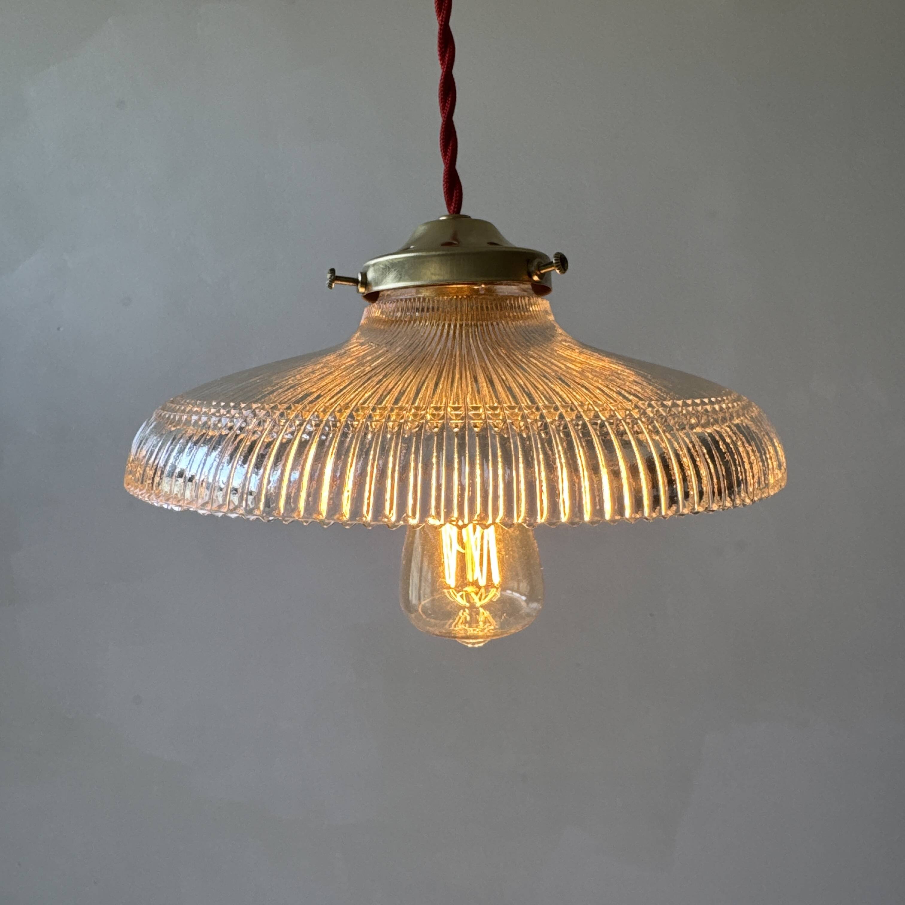 Vintage prismatic glass suspension light