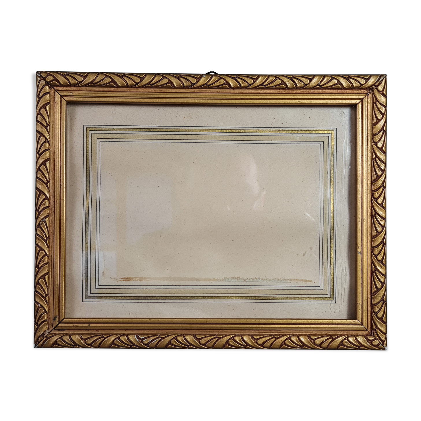Old frame Art Deco gilded stucco wood 22.5x17.5 cm, foliage 14.9x19.9 cm SB