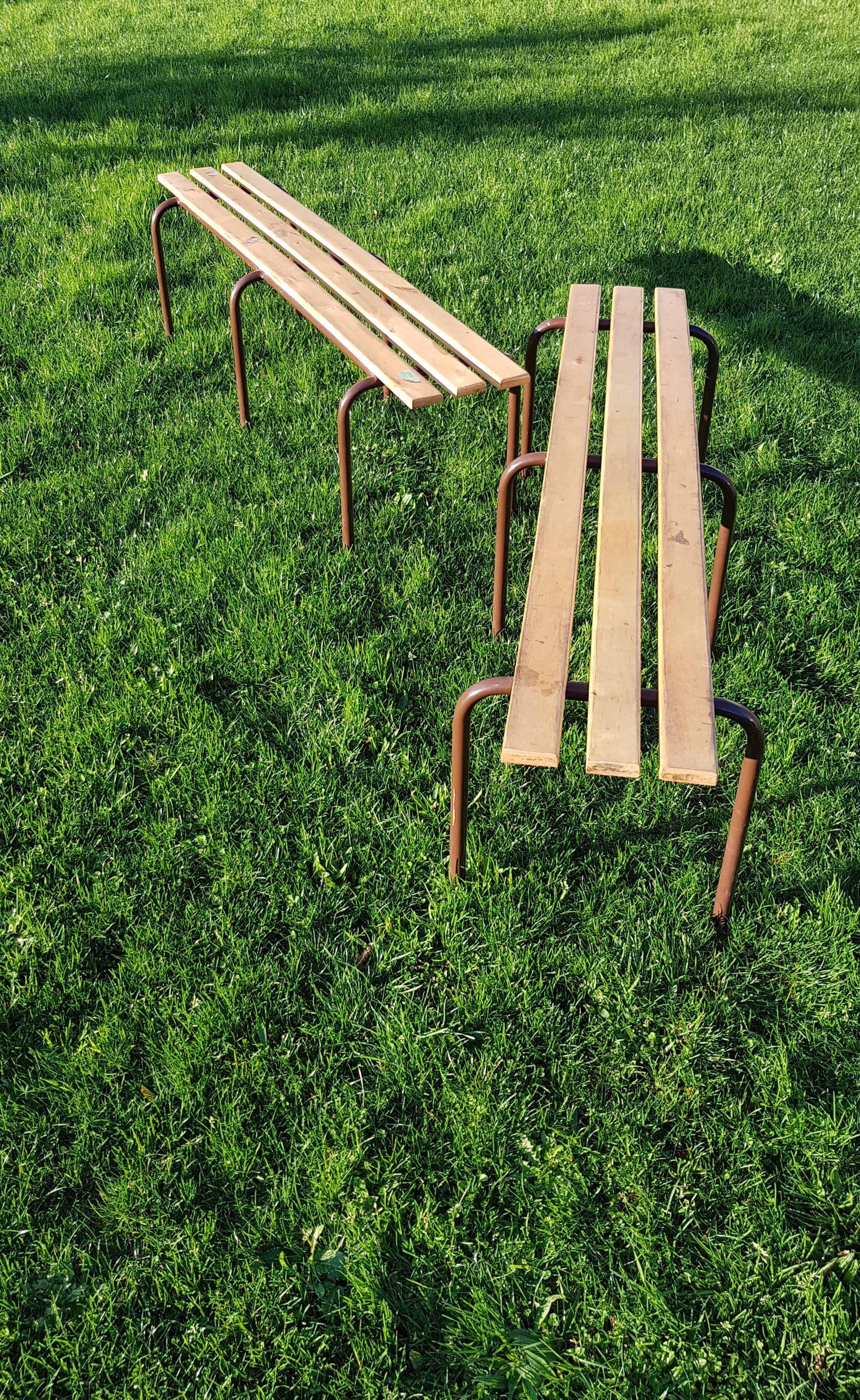 Pair of benches of school children