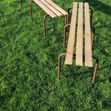 Pair of benches of school children