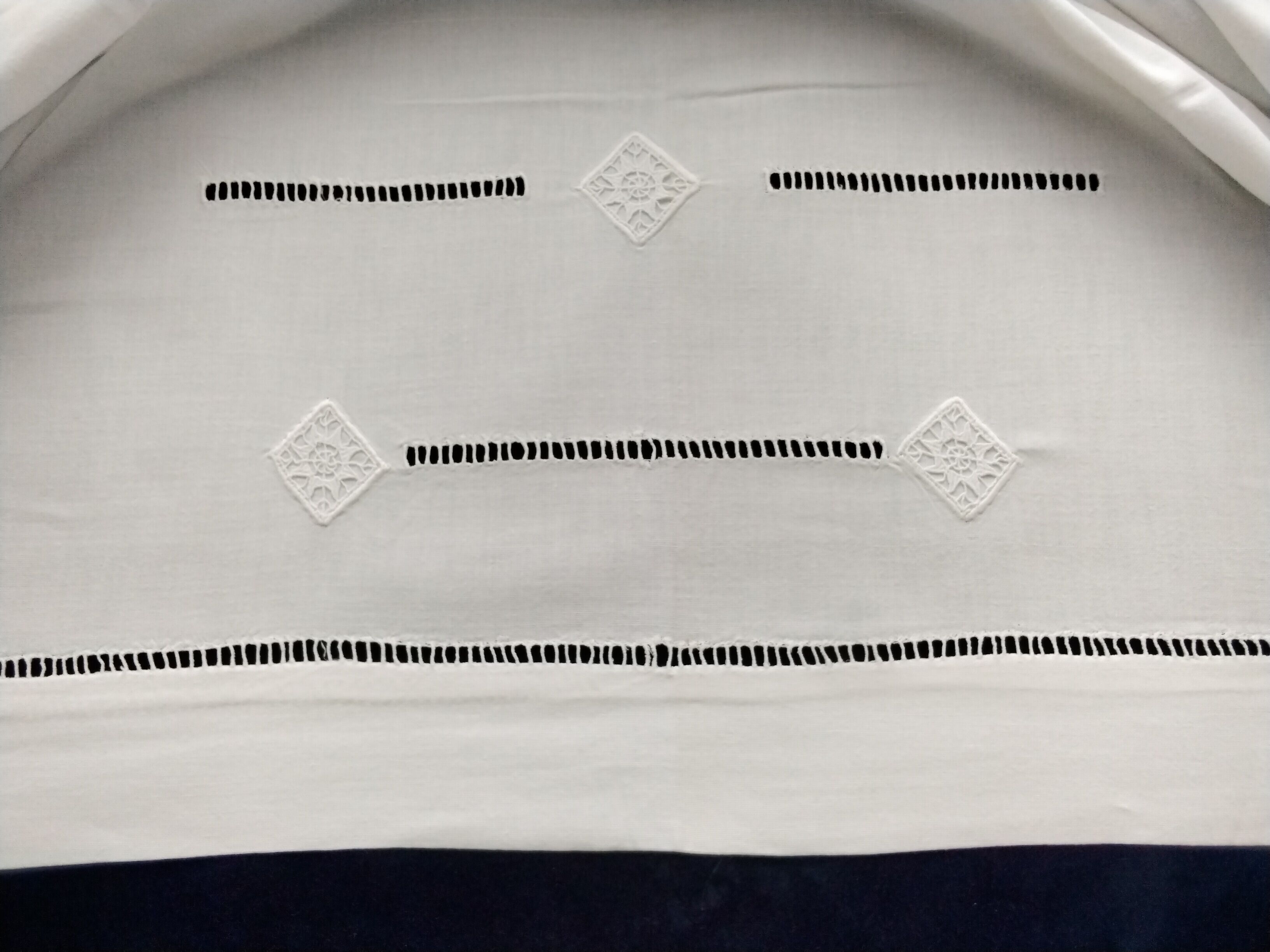 White cotton sheet with openwork and embroidery