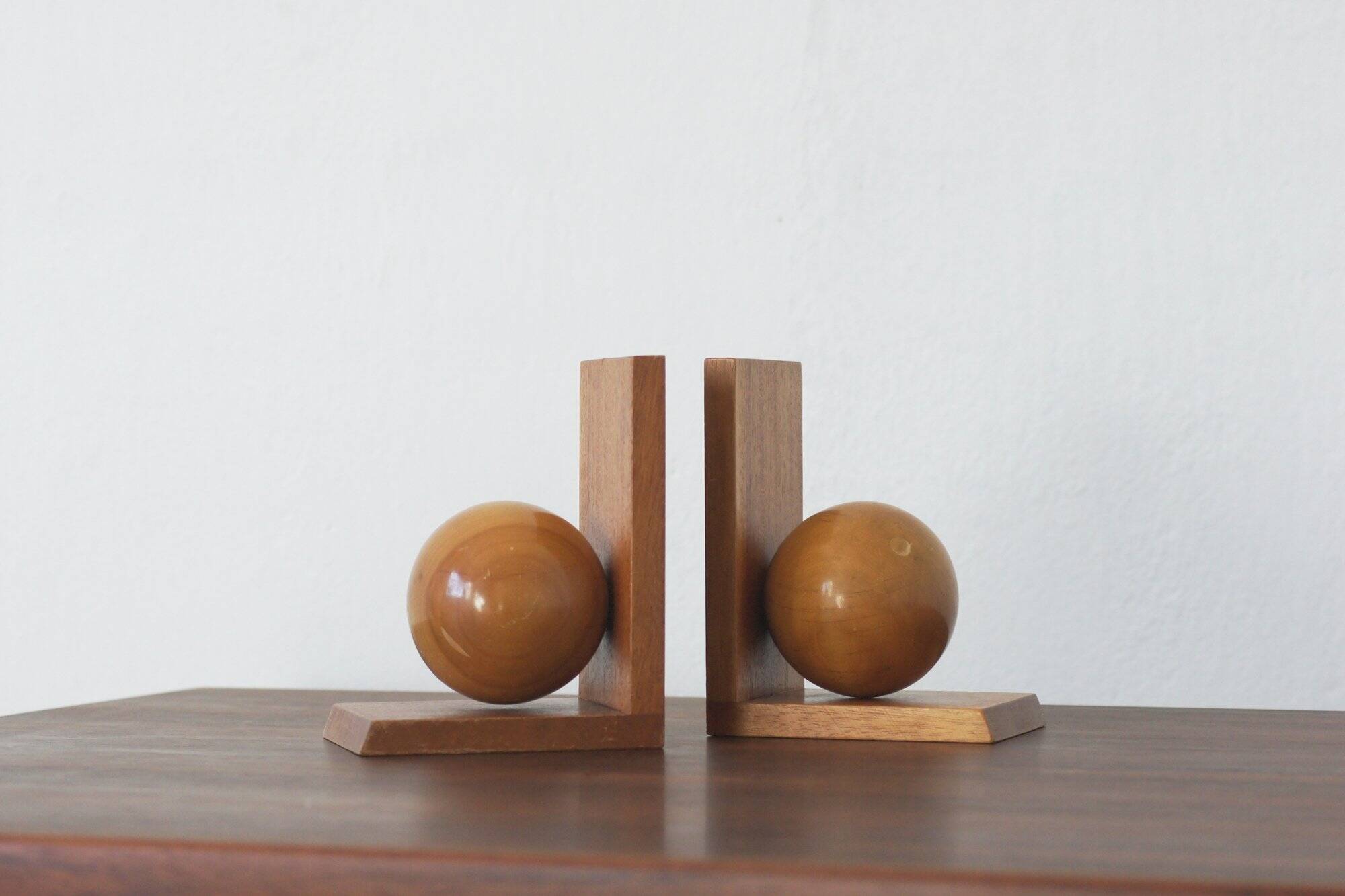 Mid-Century Modern Wooden Bookends, 1950s, Set of 2