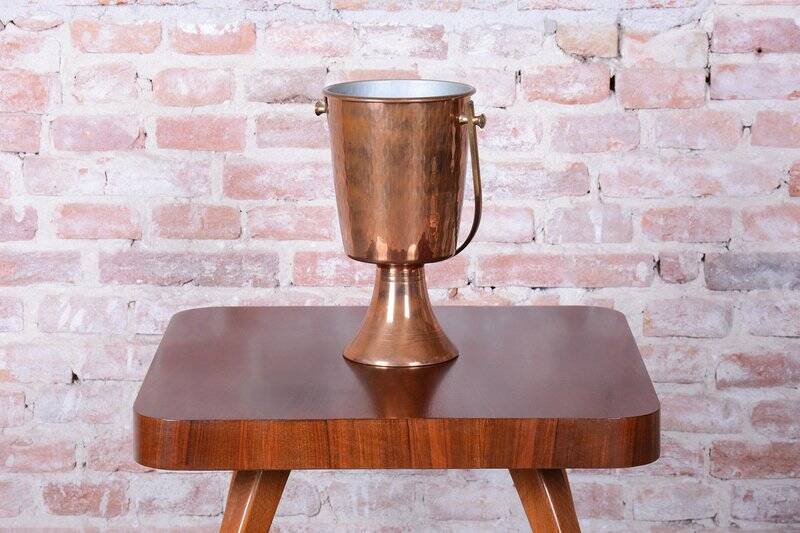 Art Deco Standing Champagne Cooler in Brass and Copper, France, 1920s