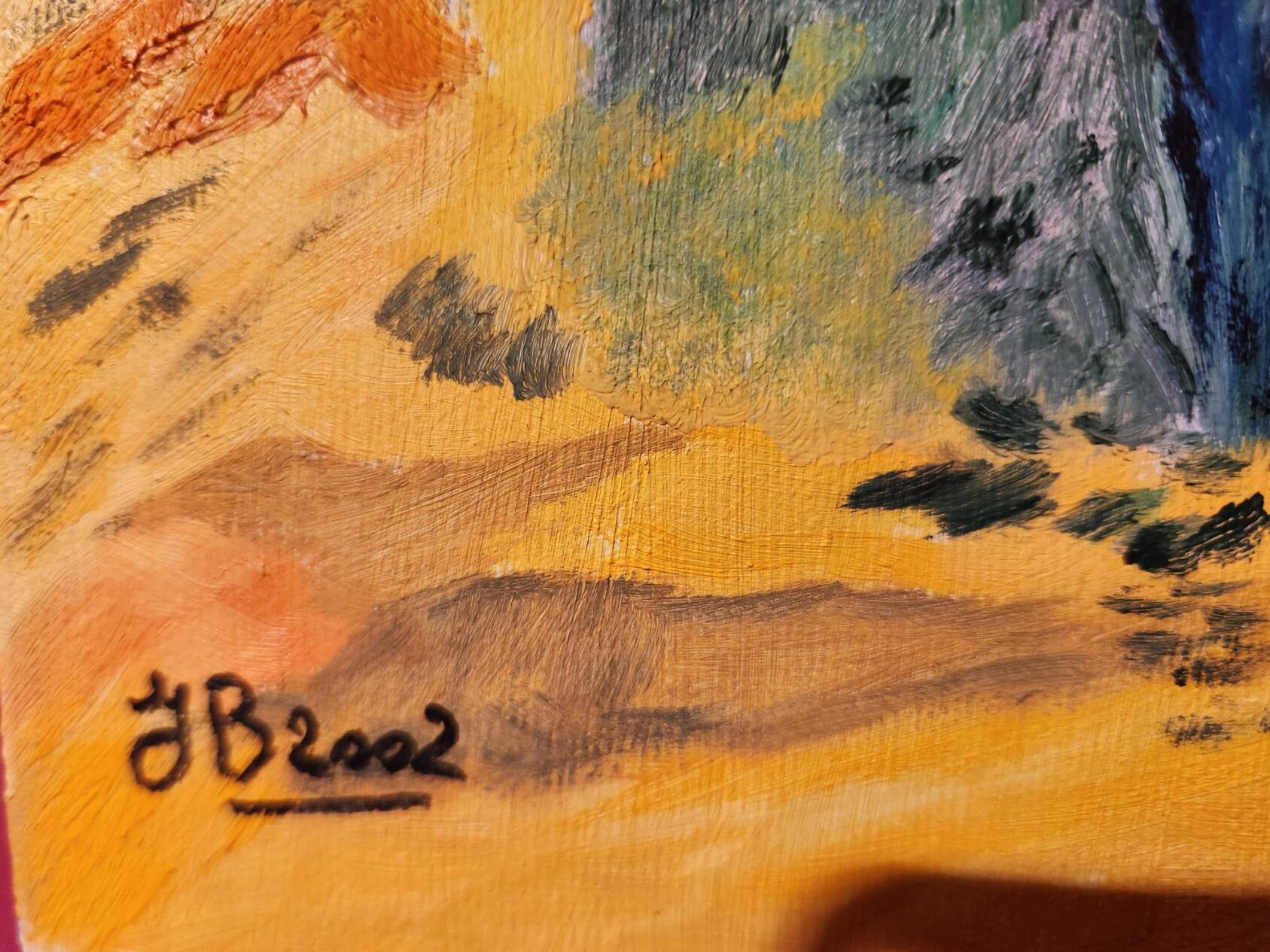 Naive painting Provençal landscape oil on canvas signed