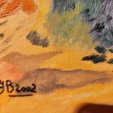 Naive painting Provençal landscape oil on canvas signed