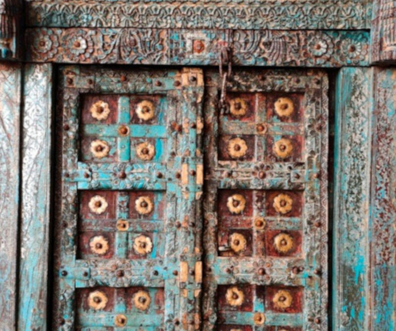 Indian door in old teak