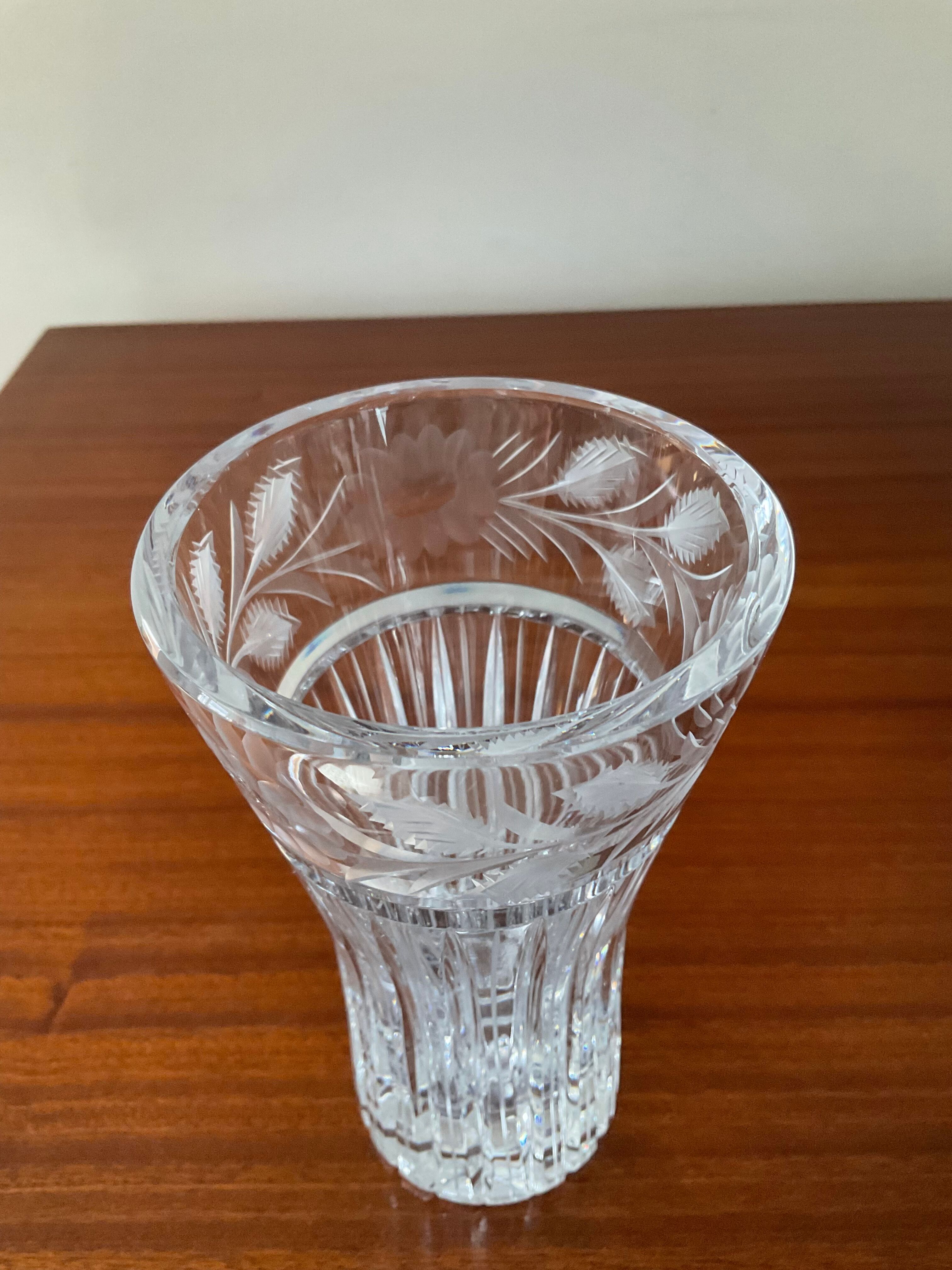 Vintage chiseled crystal vase