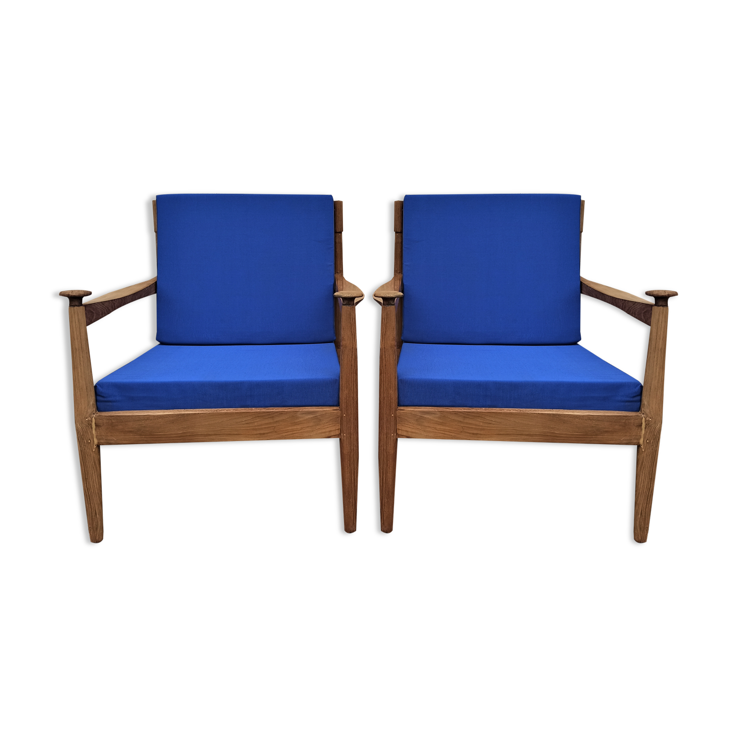 Pair of scandinavian armchairs 50s solid teak