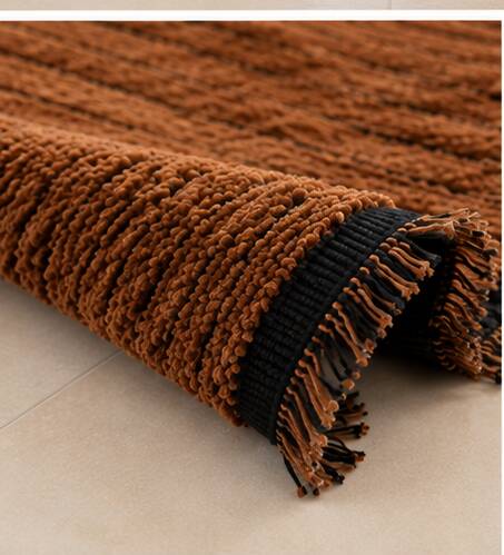 Moroccan Berber Mrirt rug in tobacco brown wool, black weave – 210 × 300