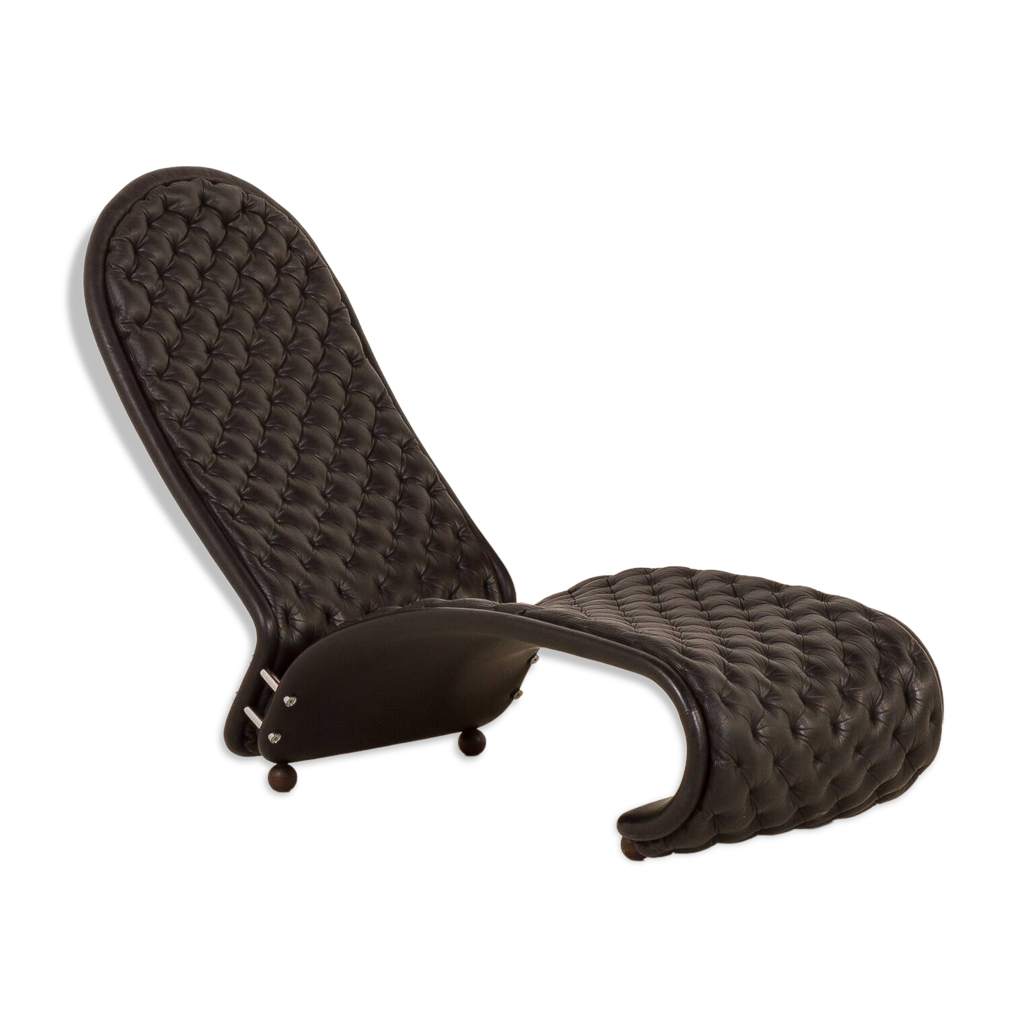 Verner Panton black leather chaise longue for Fritz Hansen, 1970s