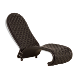 Verner Panton black leather chaise longue for Fritz Hansen, 1970s