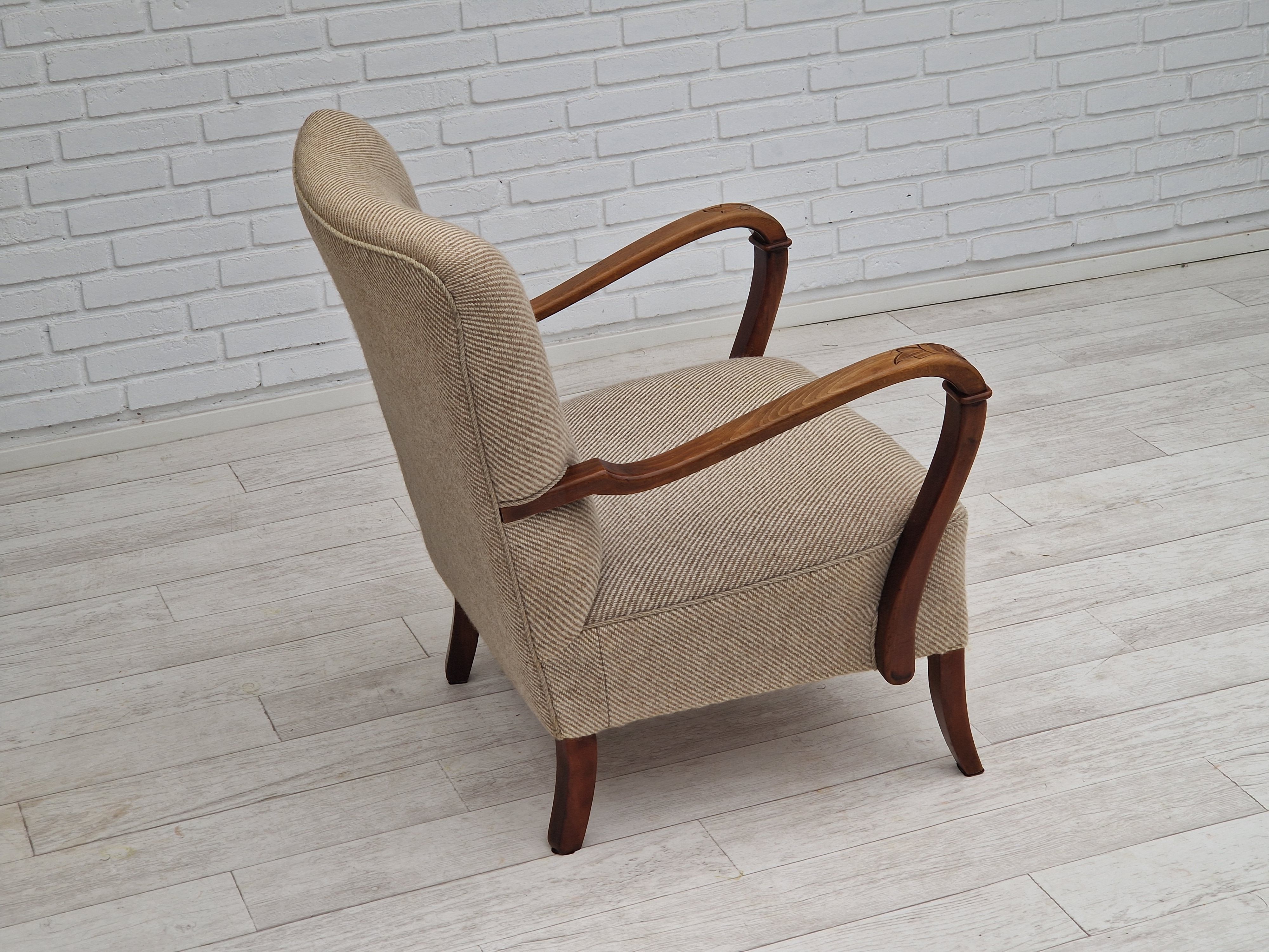 1960s, Danish design, armchair in quality furniture wool fabric.