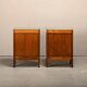 Art Deco Amsterdam School Nightstands pair in oak and glass, 1930s Netherla