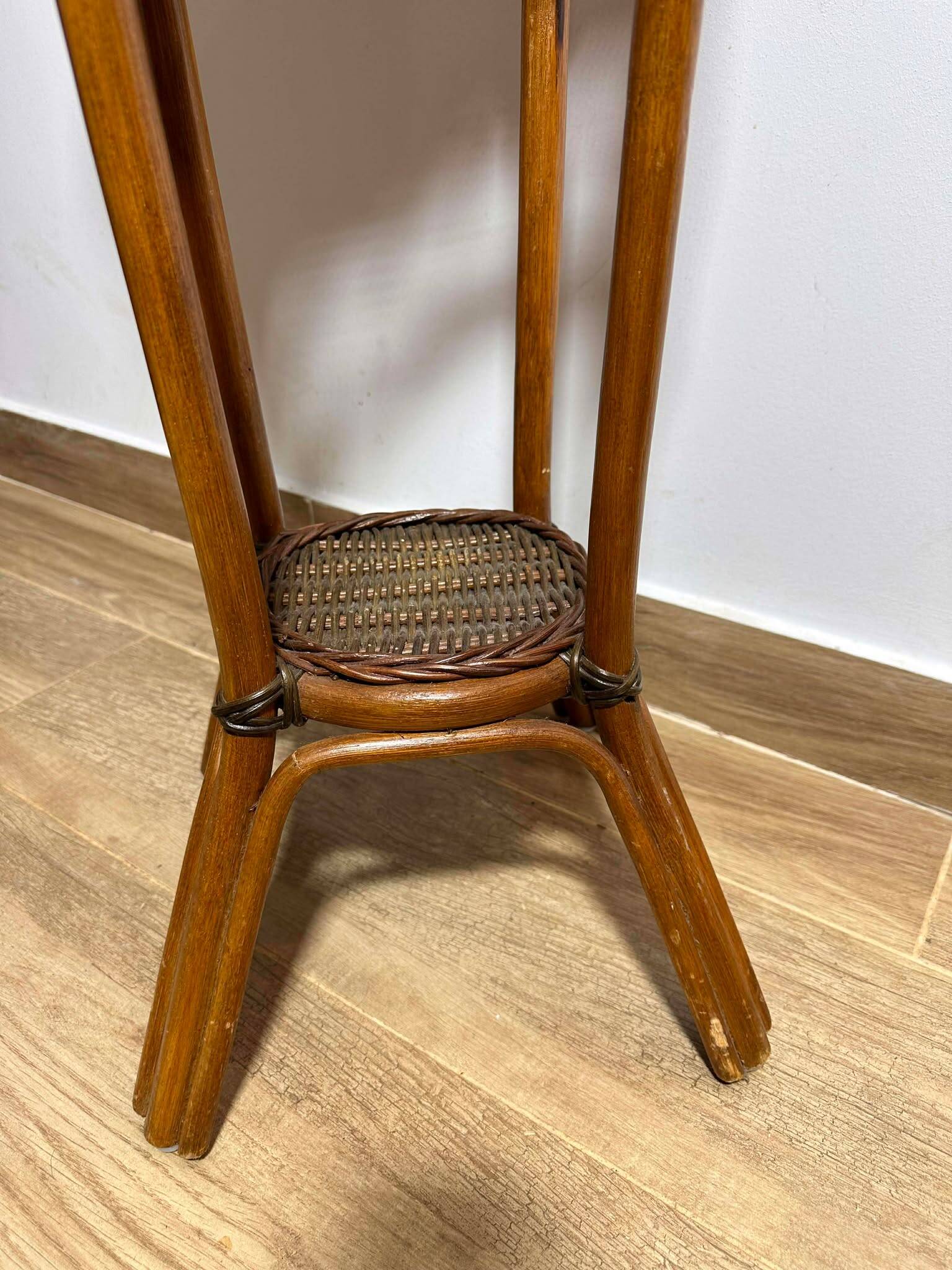 Rattan Plant Stand Cane Vintage Old Flower Vase Pot Garden Bamboo