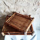 Two vintage bamboo trays