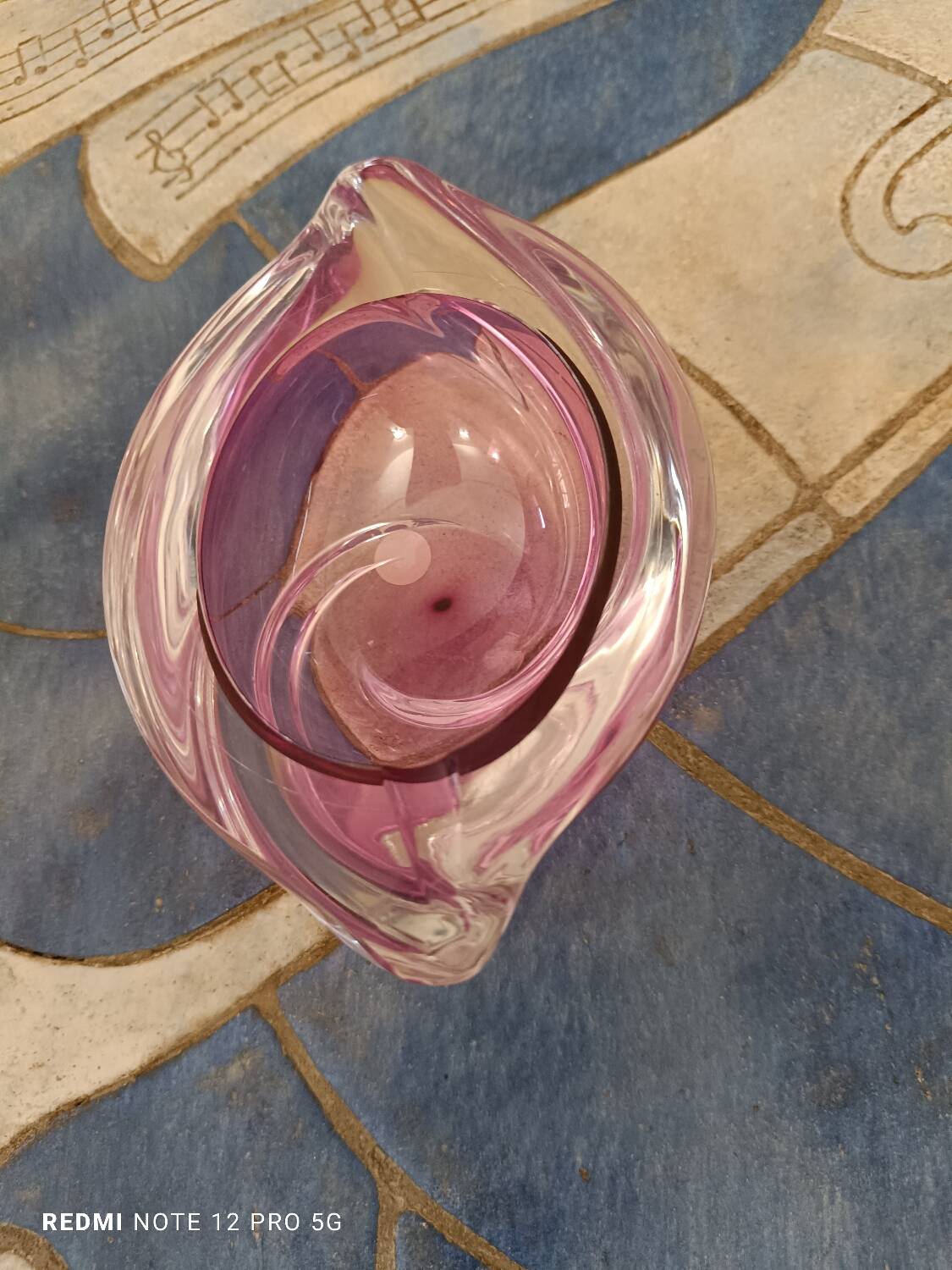 Cendrier en cristal rose Val Saint Lambert, Belgique