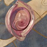 Cendrier en cristal rose Val Saint Lambert, Belgique