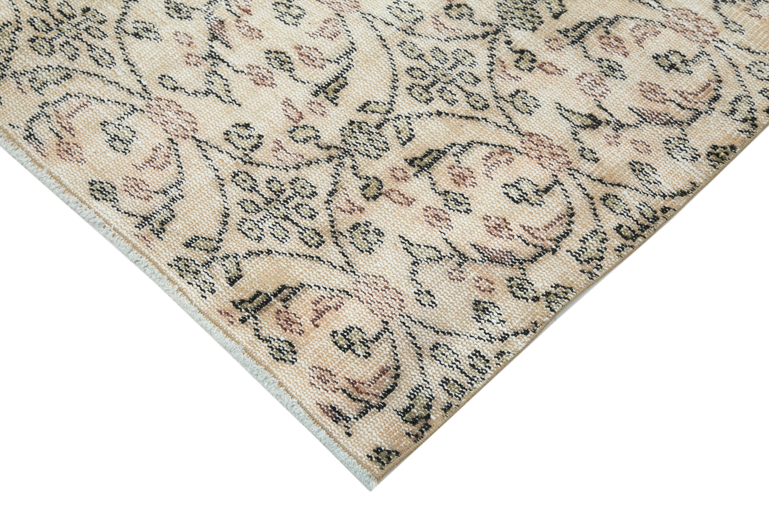 Oriental handmade wool 1970s beige carpet 137 cm x 240 cm