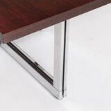 Table à manger vintage métal chromé et palissandre Espagne, années 70