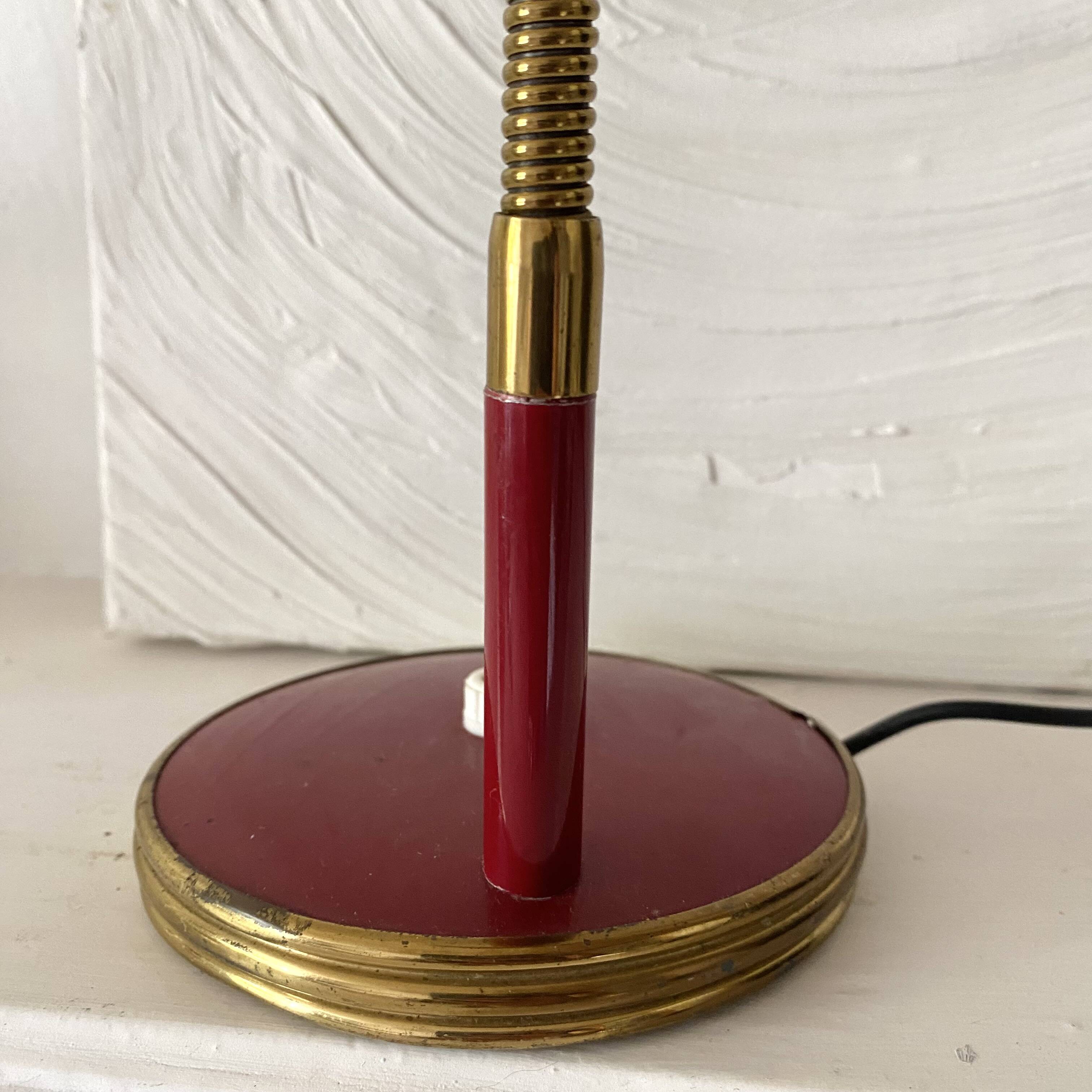 Articulated desk lamp, 1960s, burgundy and gold