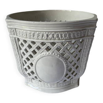 Cache pot réticulé en porcelaine italienne