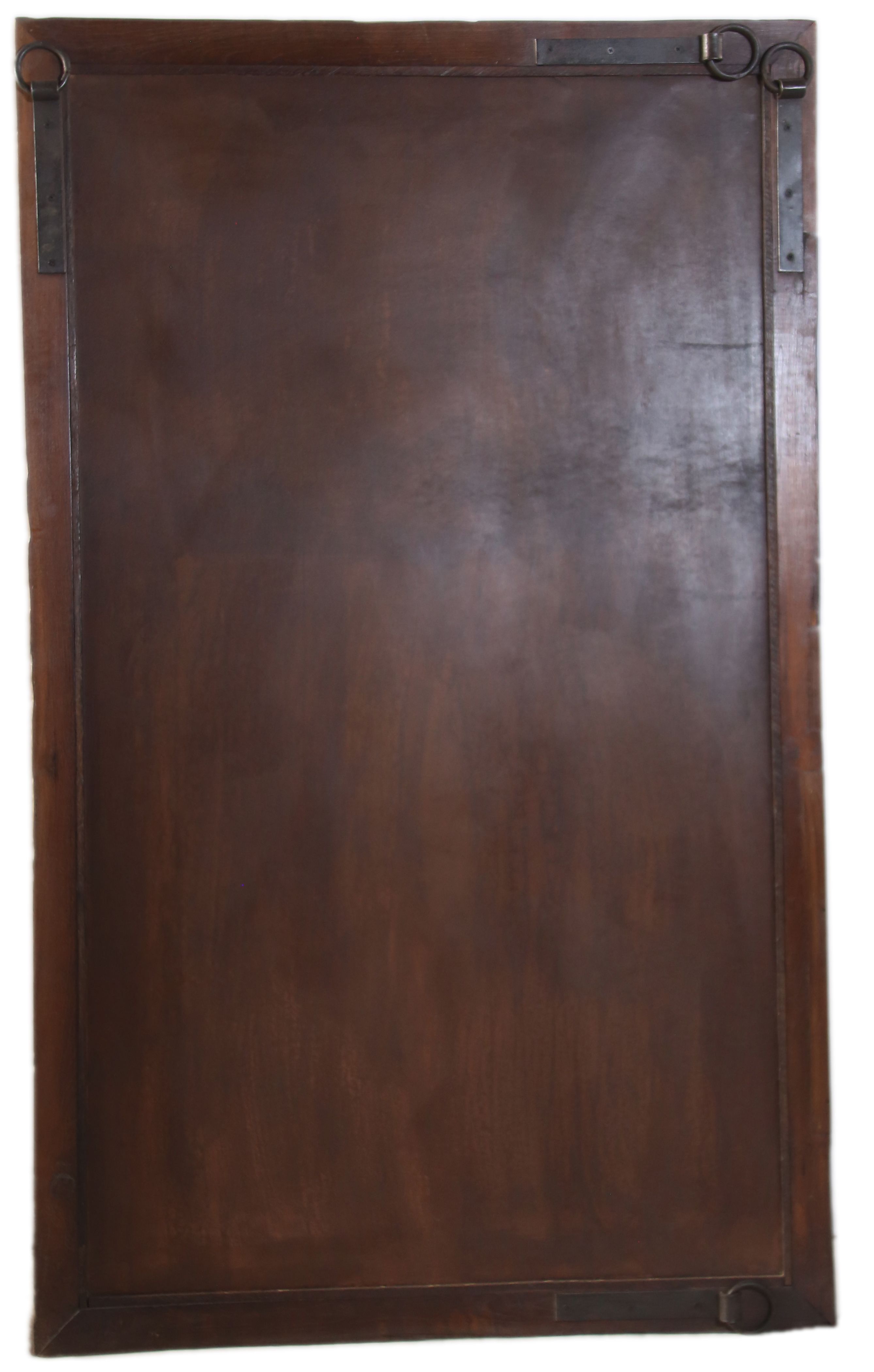 Old Burmese teak mirror with beautiful blue polychromy & original ecru 89x149cm
