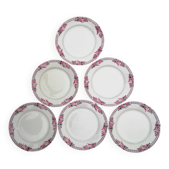 Assiettes plates anciennes, en faïence, manufacture Céranord St Amand