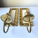 Paire de bougeoirs appliques art déco vintage en laiton
