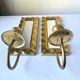 Pair of art deco vintage brass wall candle holders sconces