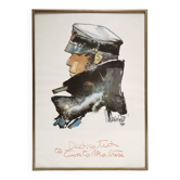 Framed poster Hugo Pratt 1980 to dedicated Corto Maltese