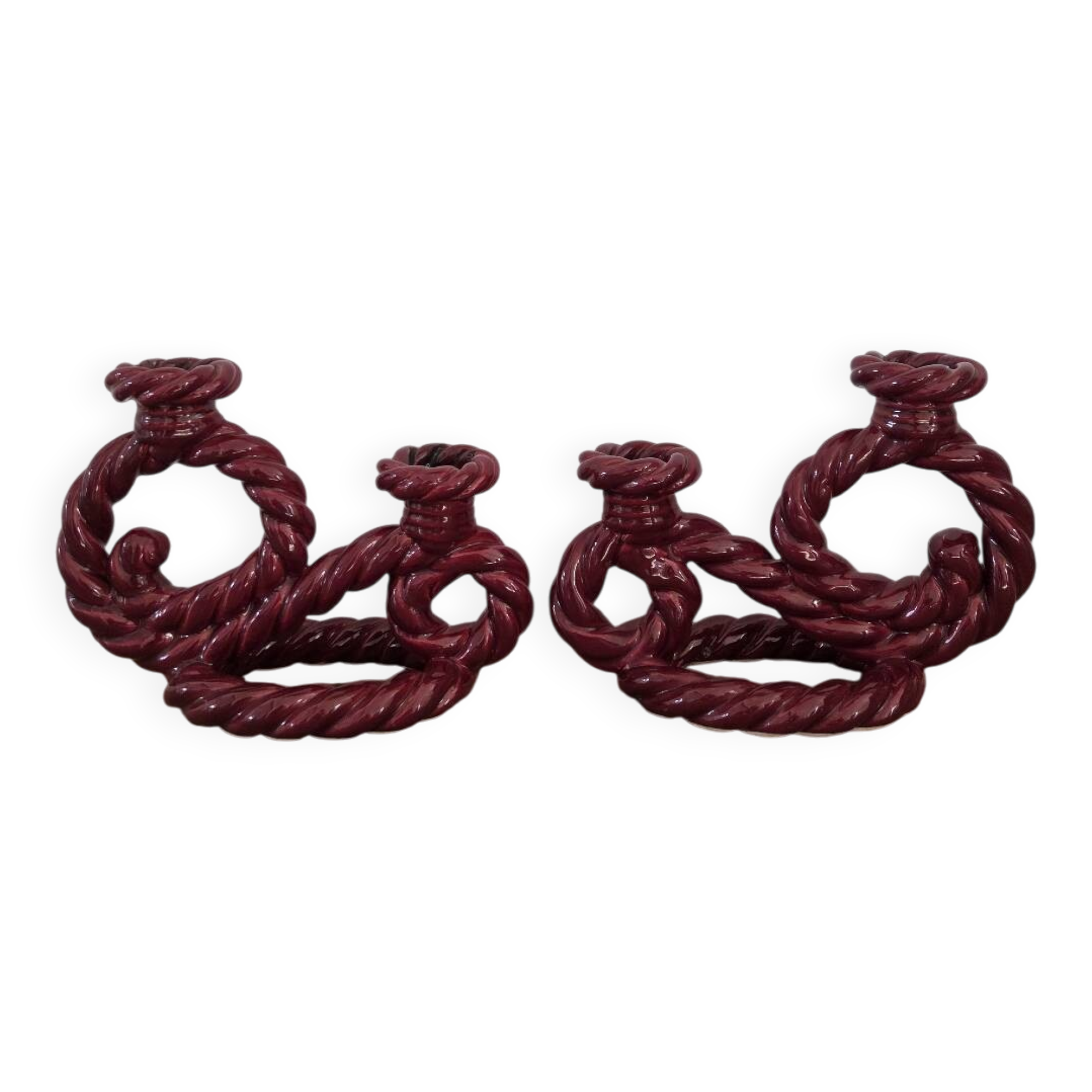 Pair of ceramic candlesticks, Vallauris