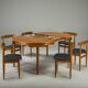 Danish Teak Extendable Dining Table and Chairs by Hans Olsen for Frem Røjle
