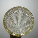 Large moulded glass vase, draped decoration, vintage 1960s.