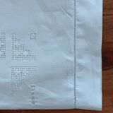 Vintage white linen openwork lace embroidered pillowcase