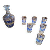 Service liqueur luminarc carafe + 6 moulded glasses with leaf decoration