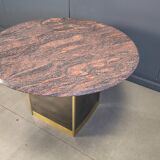 Vintage round granite and brass centre table by Belgochrom, 1970s