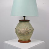 Ceramic lamp decorated fish in relief circa 1970