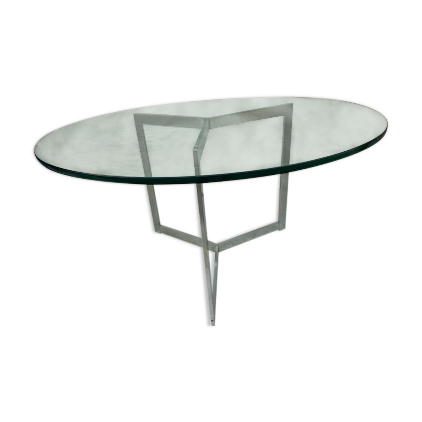 Large round table slab of stainless glass base
