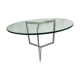 Large round table slab of stainless glass base