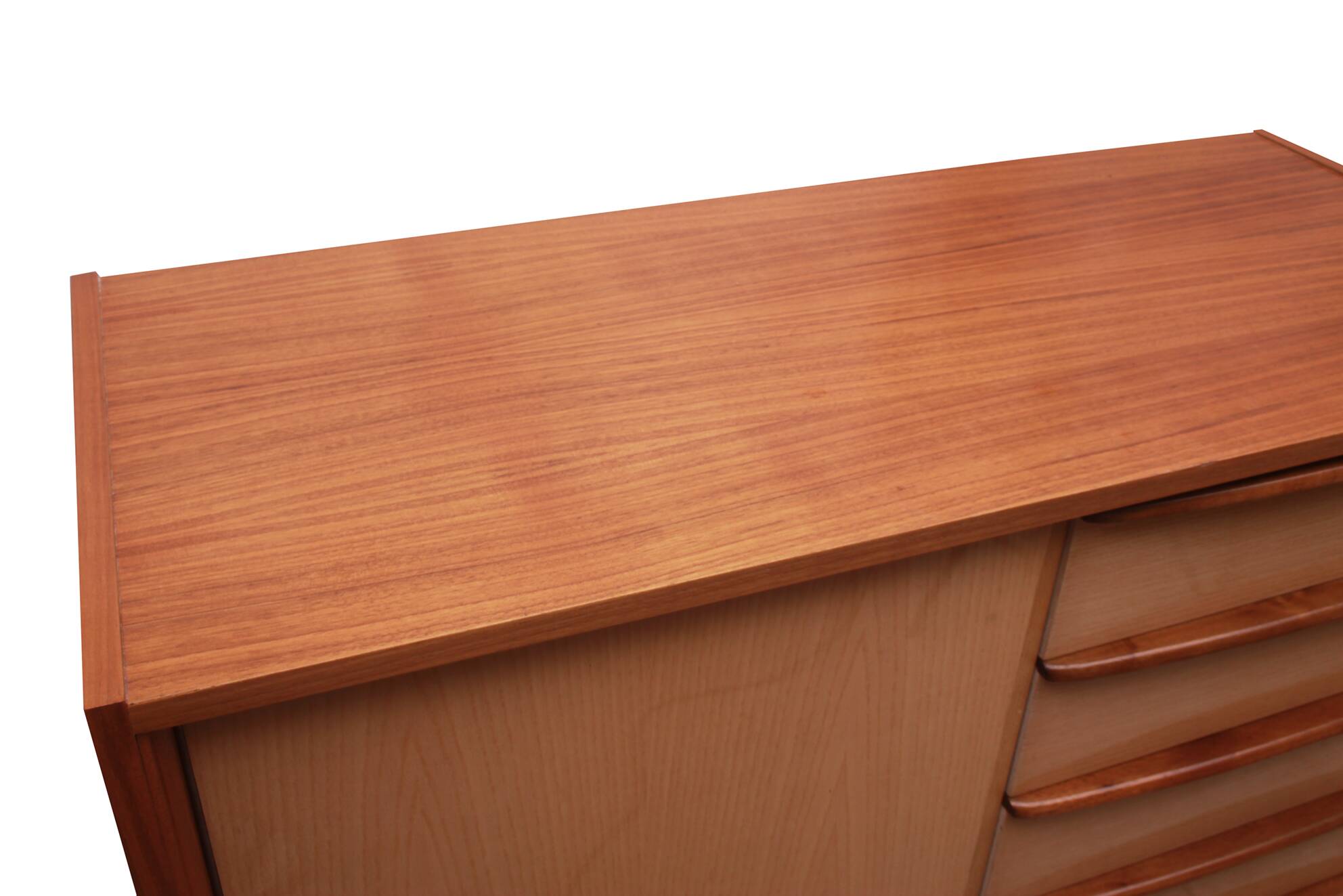 1950s chest of drawers bicolor maple/walnut