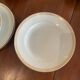 Lot of six soup plates, old, crockery, white, gilded